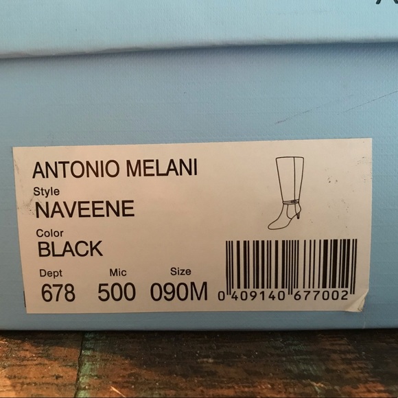 Antonio Melani Black Leather Heeled Boots - Picture 11 of 12